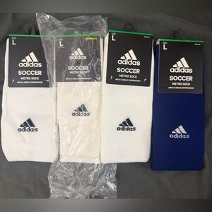NWT Adidas Athletic Metro Socks Bundle 3 White and 1 Blue pair size Large